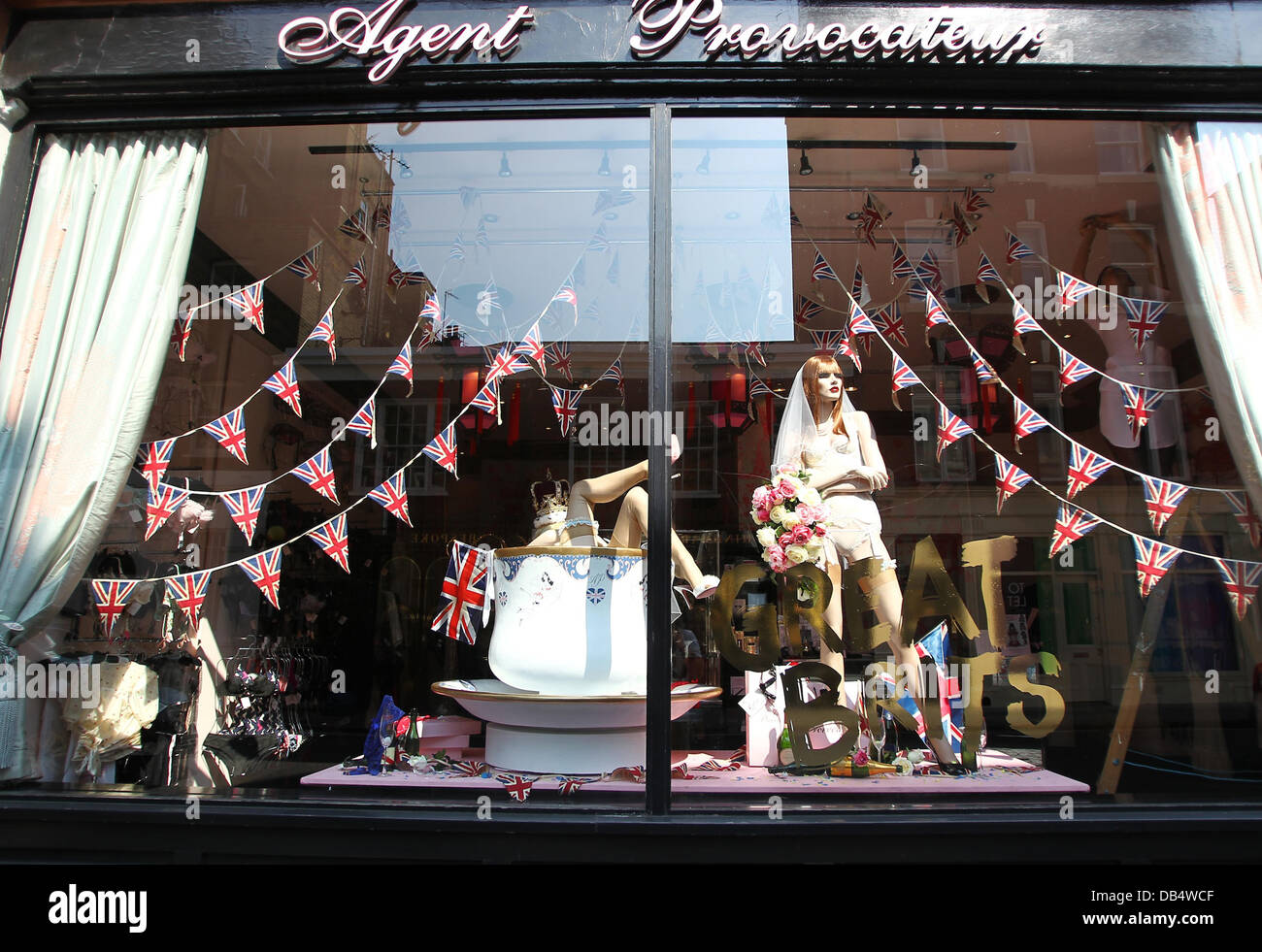 The Sloane Square branch of luxury lingerie shop Agent Provocateur show  their window display in preparation