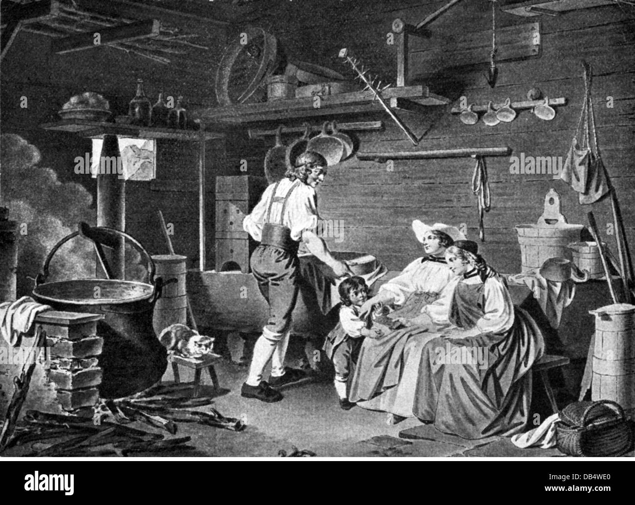 food, cheese, cheese production in Switzerland, 18th century, wood