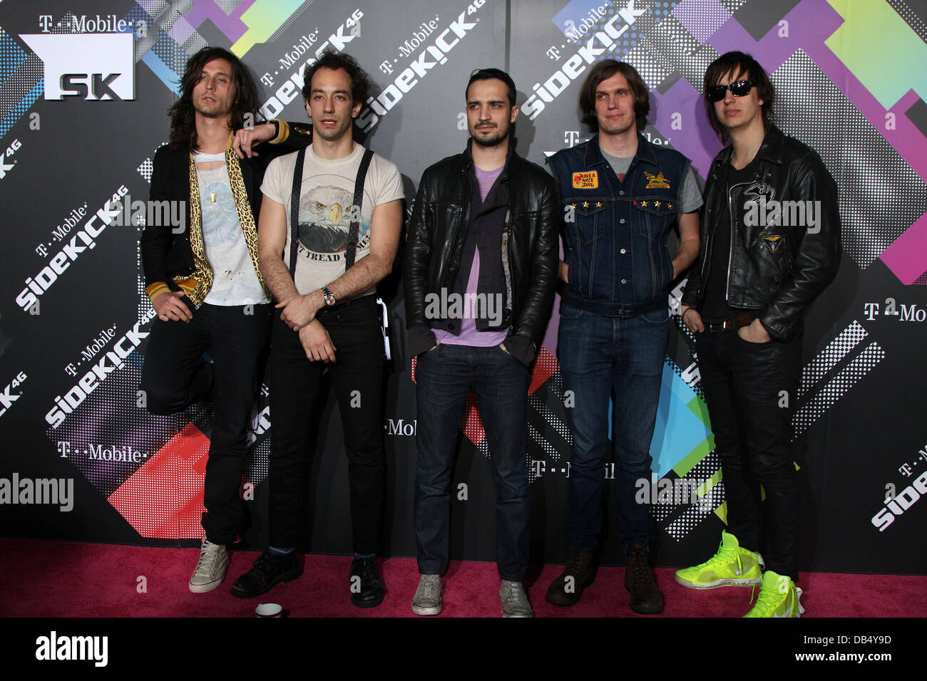Nick Valensi, Albert Hammond Jr, Fabrizio Moretti, Nikolai Fraiture and Julian Casablancas of The Strokes T-Mobile Launch Party of the new Sidekick 4G held at Private Lot by Beverly Hilton hotel Los Angeles, California - 20.04.11 Stock Photo