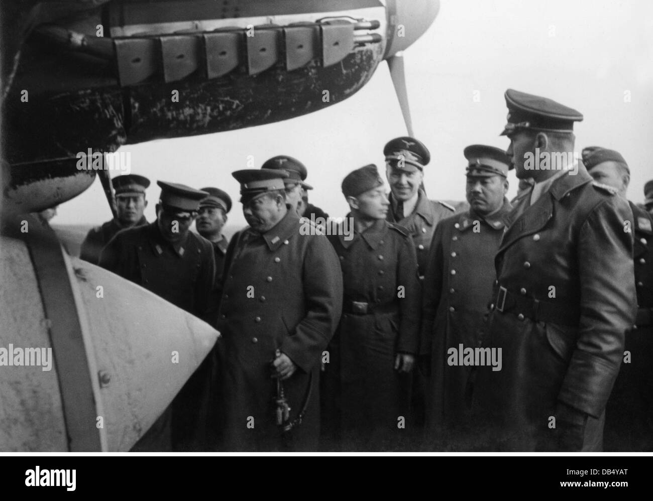 Nazism / National Socialism, politics, Tripartite Pact, visit of the Japanese general Yamashita Tomoyuki at the II group of 53rd German Bomber Wing, Calais area, France, December 1940, Additional-Rights-Clearences-Not Available Stock Photo