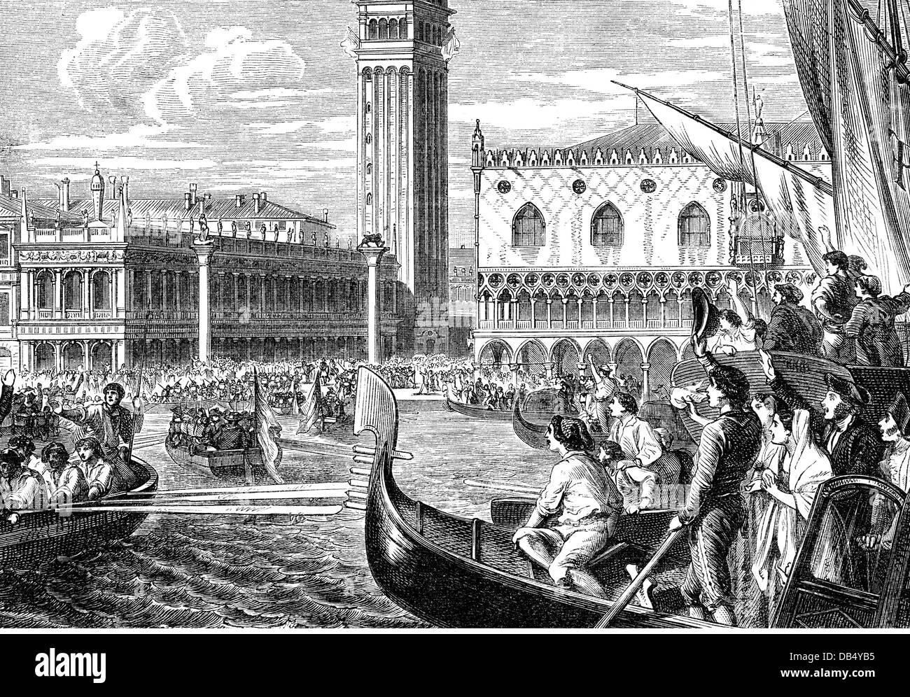 politics, Italy, entry Italian troops under Viceroy Eugene de Beauharnais in Venice, January 1806, Additional-Rights-Clearences-Not Available Stock Photo