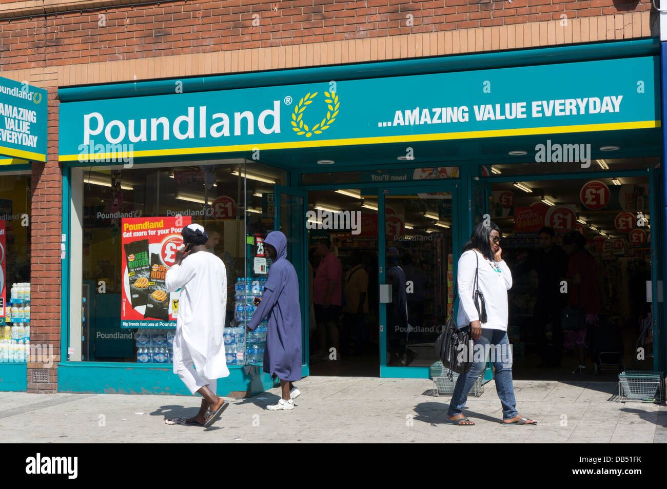Poundland discount shop in Rye Lane, Peckham. Stock Photo