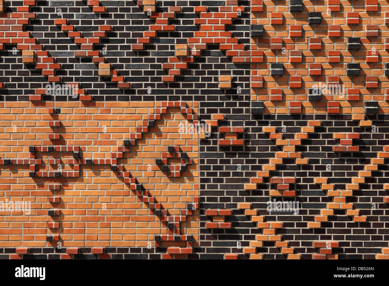 Patterned brickwork in the HafenCity district of Hamburg, Germany. Stock Photo
