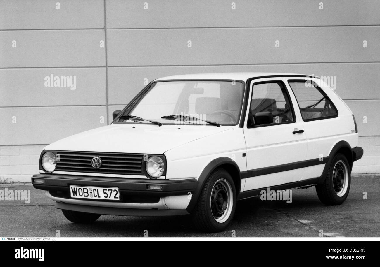 transport / transportation, car, vehicle variants, Volkswagen, Golf II (1983 - 1991), white, limousine, exterior view, 20th century, historic, historical, 1980s, 80s, outside, VW, automobile, automobiles, small car, cars, Additional-Rights-Clearences-Not Available Stock Photo