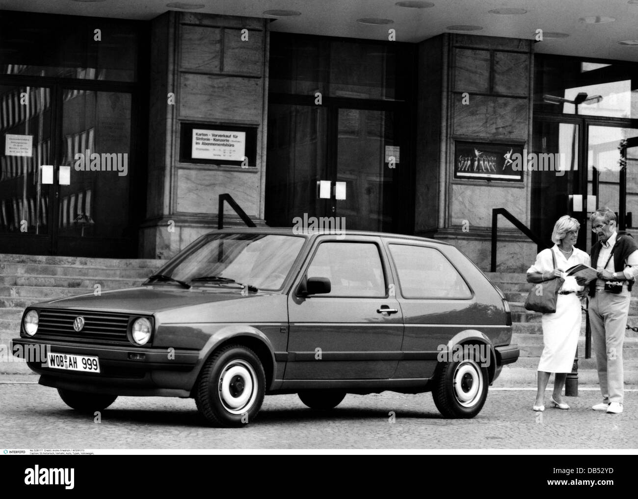 transport / transportation, car, vehicle variants, Volkswagen, Golf II, basic model, (1983 - 1991), limousine, exterior view, 20th century, historic, historical, outside, VW, motor car, auto, automobile, passenger car, motor cars, autos, automobiles, passenger cars, small car, people, 1980s, Additional-Rights-Clearences-Not Available Stock Photo