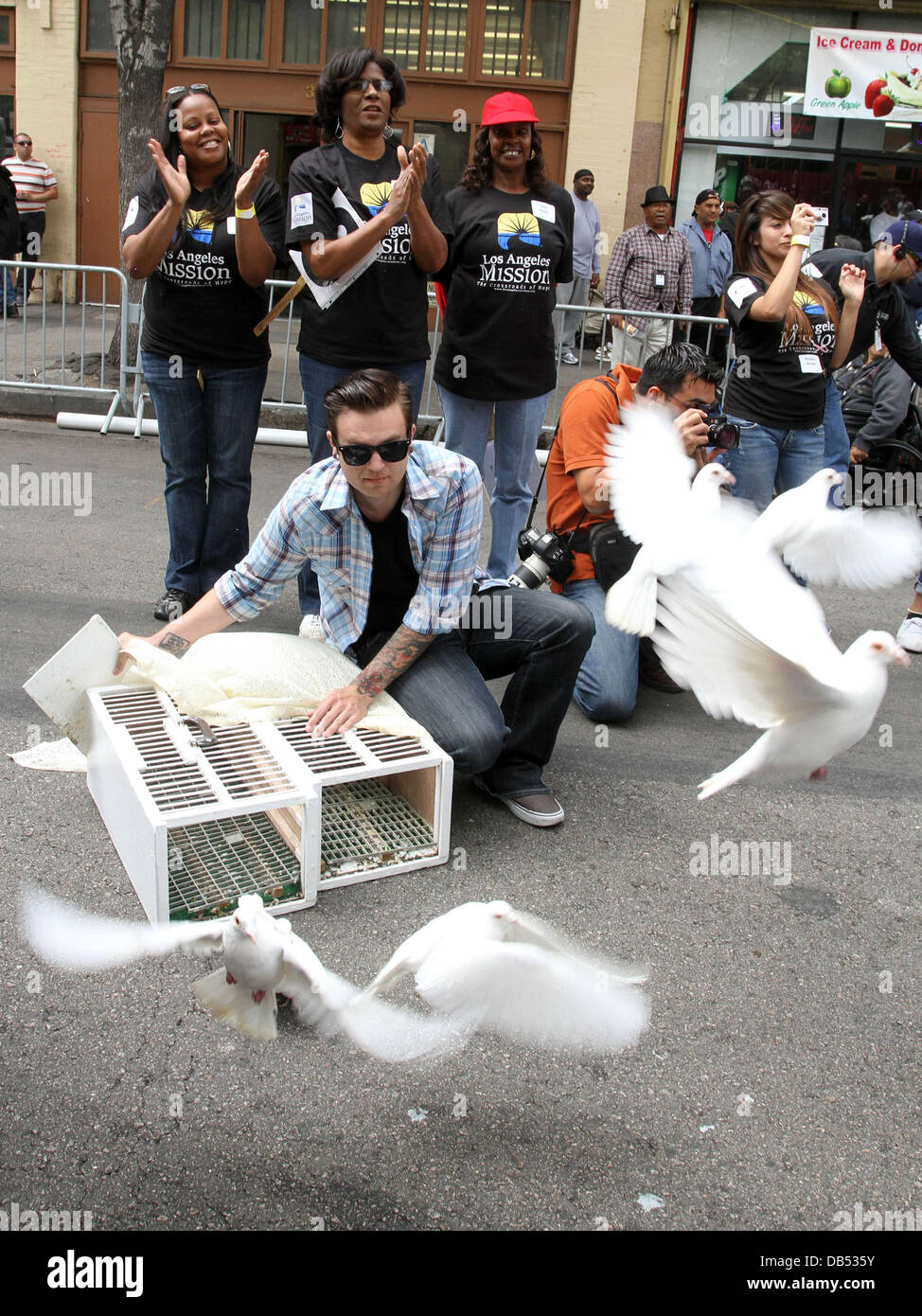 White Doves release Los Angeles Mission Easter for the homeless held at