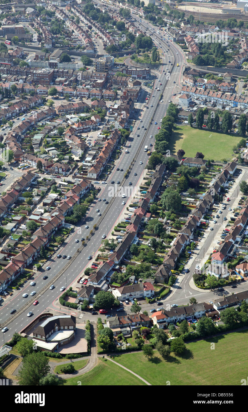 aerial view of the A406 North Circular Road at Neasden Lane, North London Stock Photo