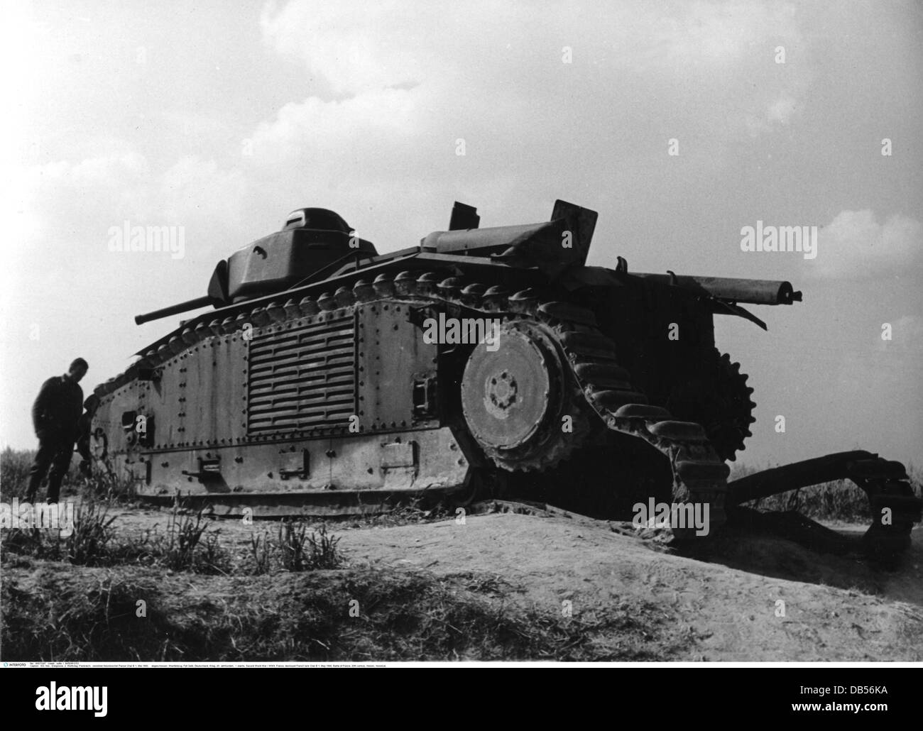 events, Second World War / WWII, France, destroyed French tank Char B1 ...