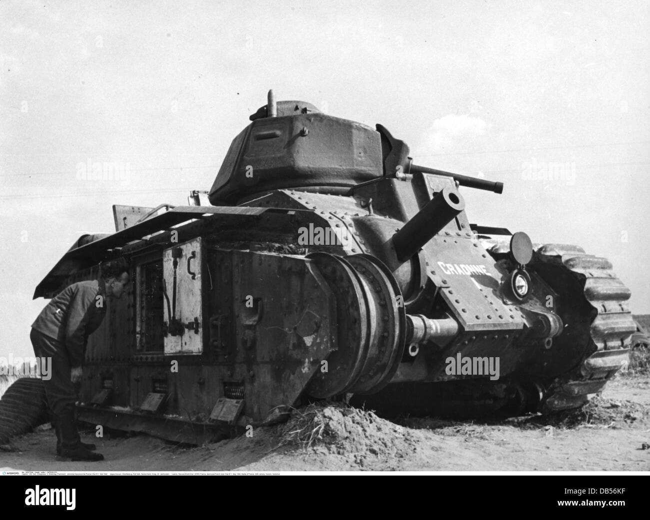 events, Second World War / WWII, France, destroyed French tank Char B1