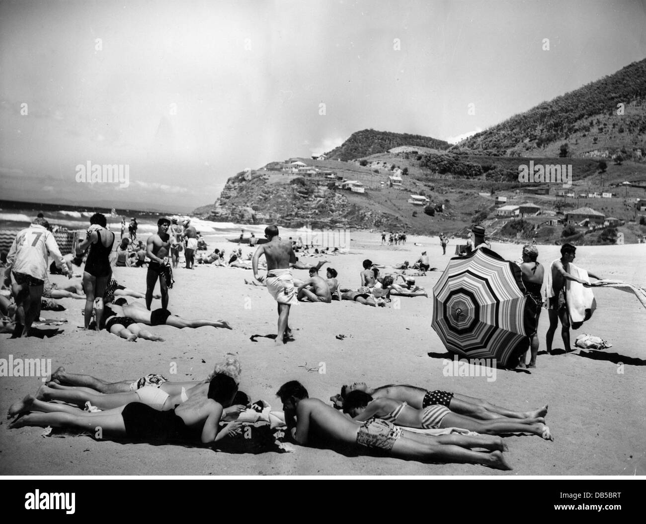 geography / travel, Australia, Stanwell Park, beaches, bathing people on the beach, 1960s, Additional-Rights-Clearences-Not Available Stock Photo