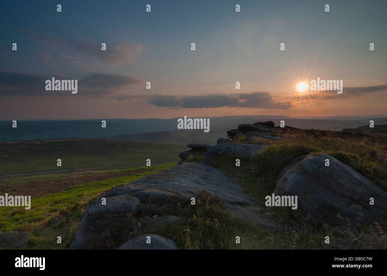 Sunset in the Peak District National Park. Stock Photo