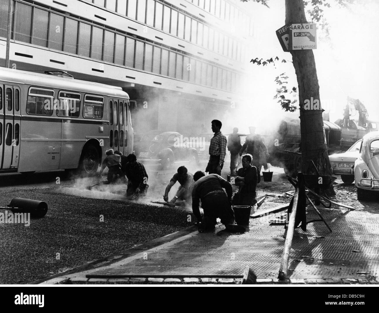 transport / transportation, road construction, surface works, Germany, 1960s, Additional-Rights-Clearences-Not Available Stock Photo