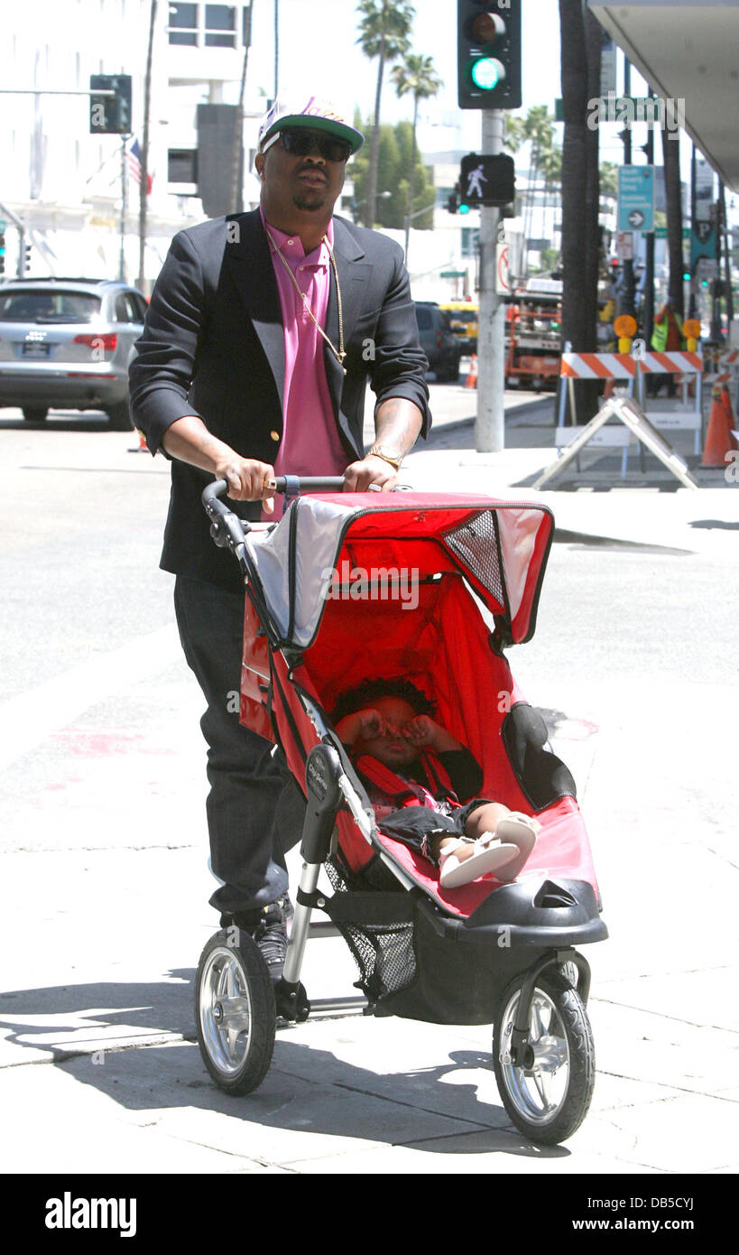 R&B singer The-Dream out and about in Beverly Hills with daughter ...