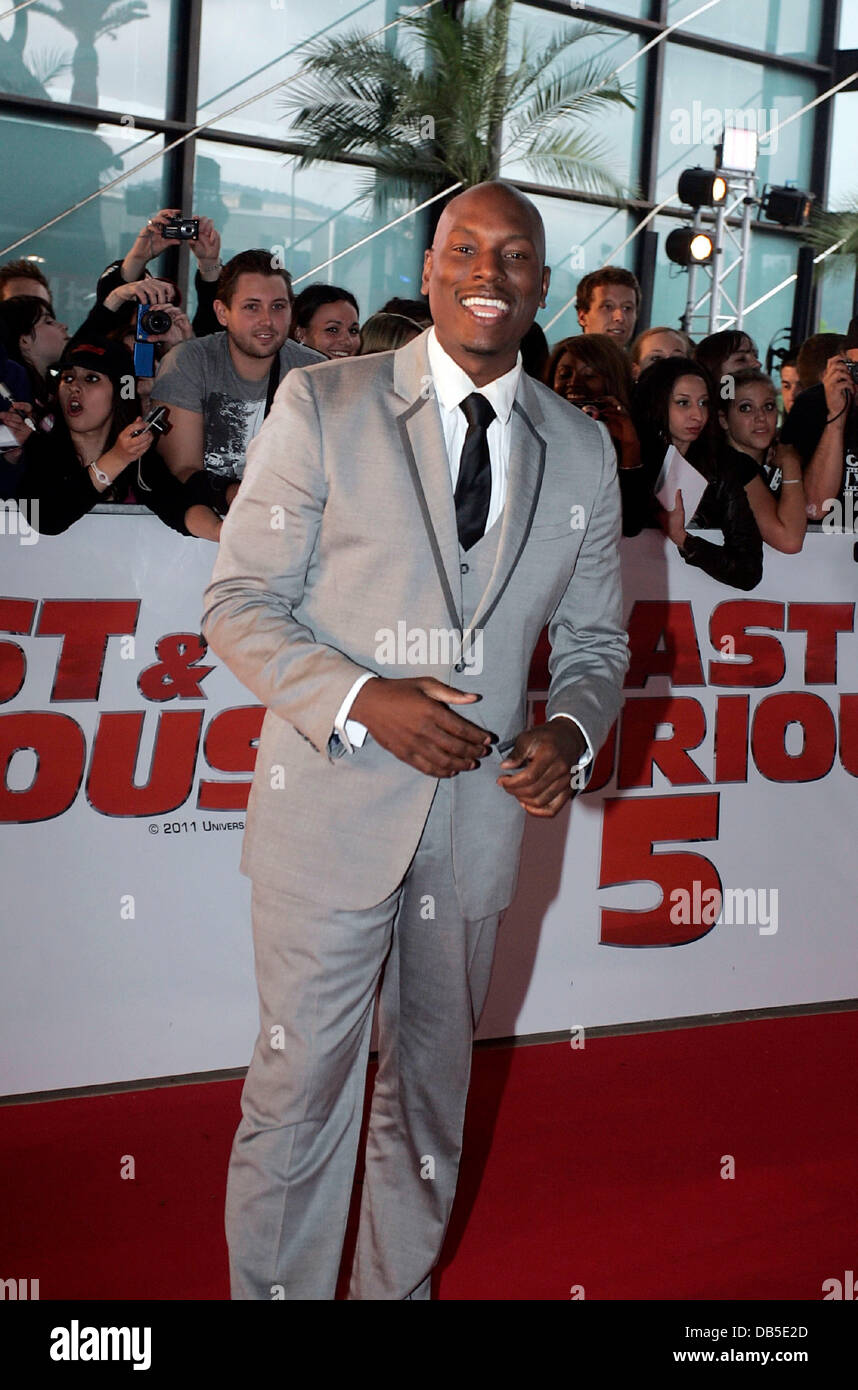 Tyrese Gibson attends the French premiere of 'Fast and Furious 5: Rio Heist' Marseille, France - 28.04.11 Stock Photo