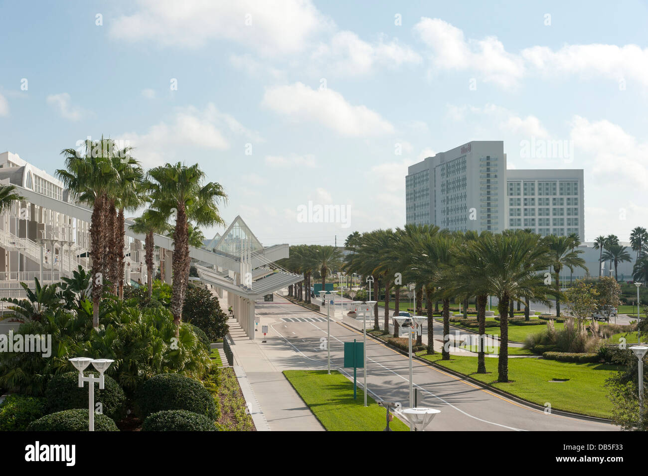 Hilton Hotel and Orange county convention centre (International Drive) Orlando, Florida. Stock Photo