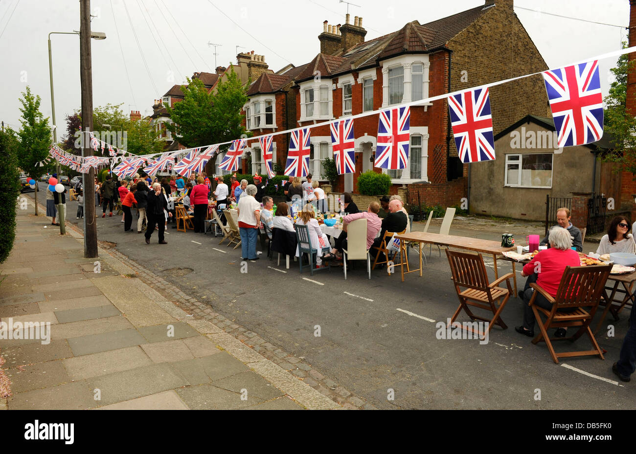 Royal Wedding Street party Held at Leicester Road, East Finchley, North London. England. London