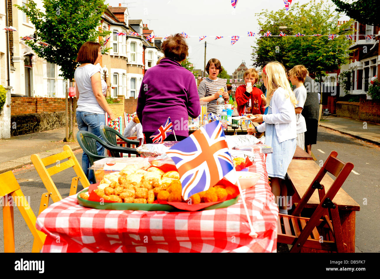 Royal Wedding Street party Held at Leicester Road, East Finchley, North London. England. London