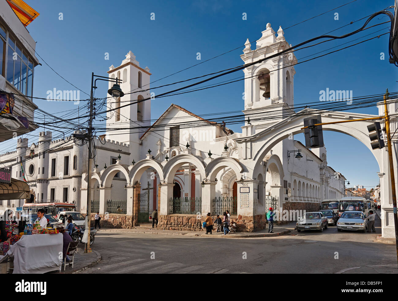 church of San Francisco, Calle San Alberto, colonial buildings, Sucre, Bolivia, South America Stock Photo