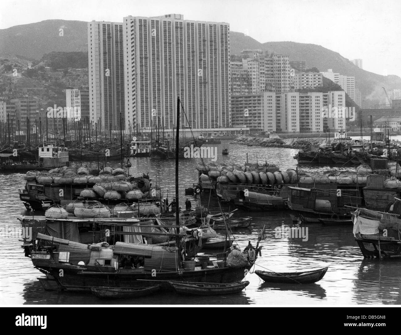 geography / travel, People's Republic of China, Hong Kong, Shau Kei Wan, city views / cityscapes, view of the town, from the heaven, 1972, Additional-Rights-Clearences-Not Available Stock Photo