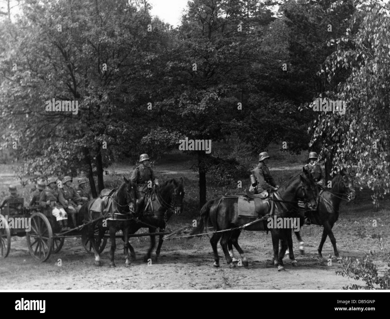 Nazism / National Socialism, military, Wehrmacht, army, horse-drawn unit during a military exercise, 1930s, Additional-Rights-Clearences-Not Available Stock Photo