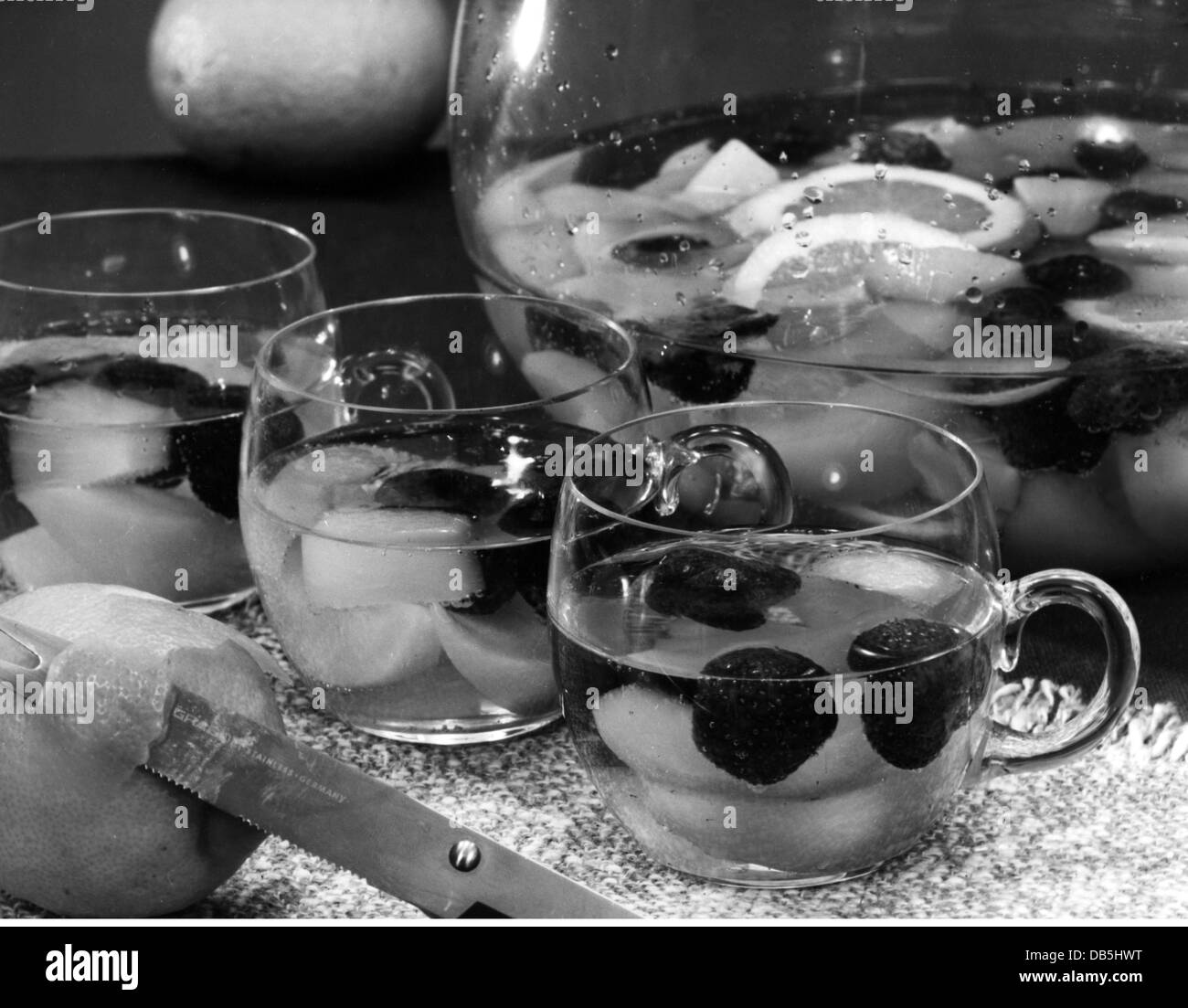 alcohol, punch, champagne fruit punch, 1960s, , Additional-Rights-Clearences-Not Available Stock Photo
