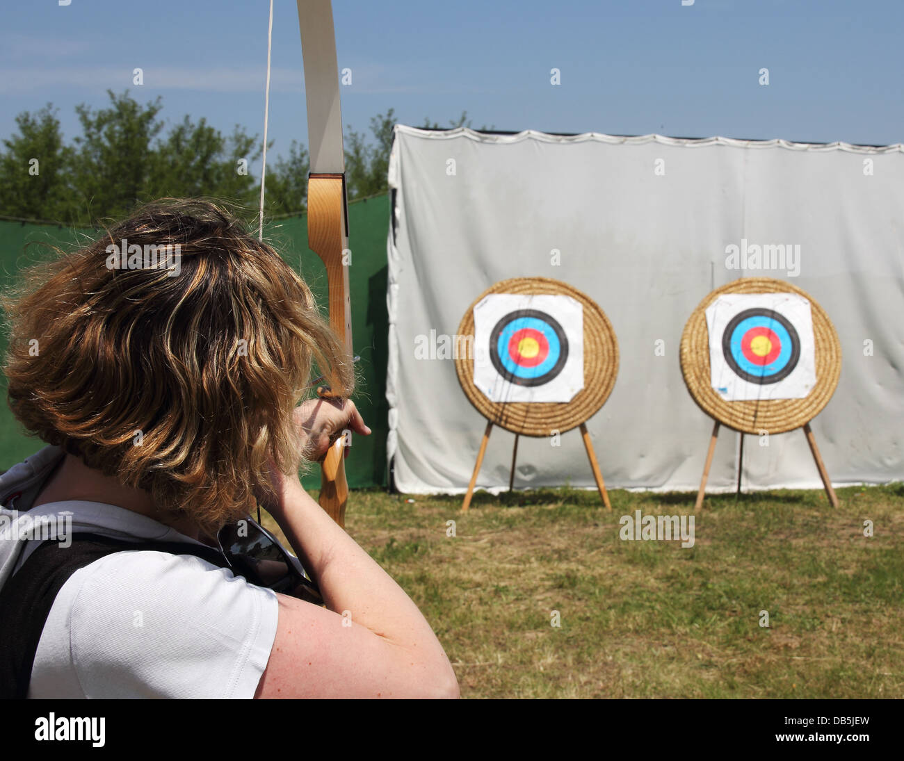 The archer will shoot targets on the lawn Stock Photo Alamy