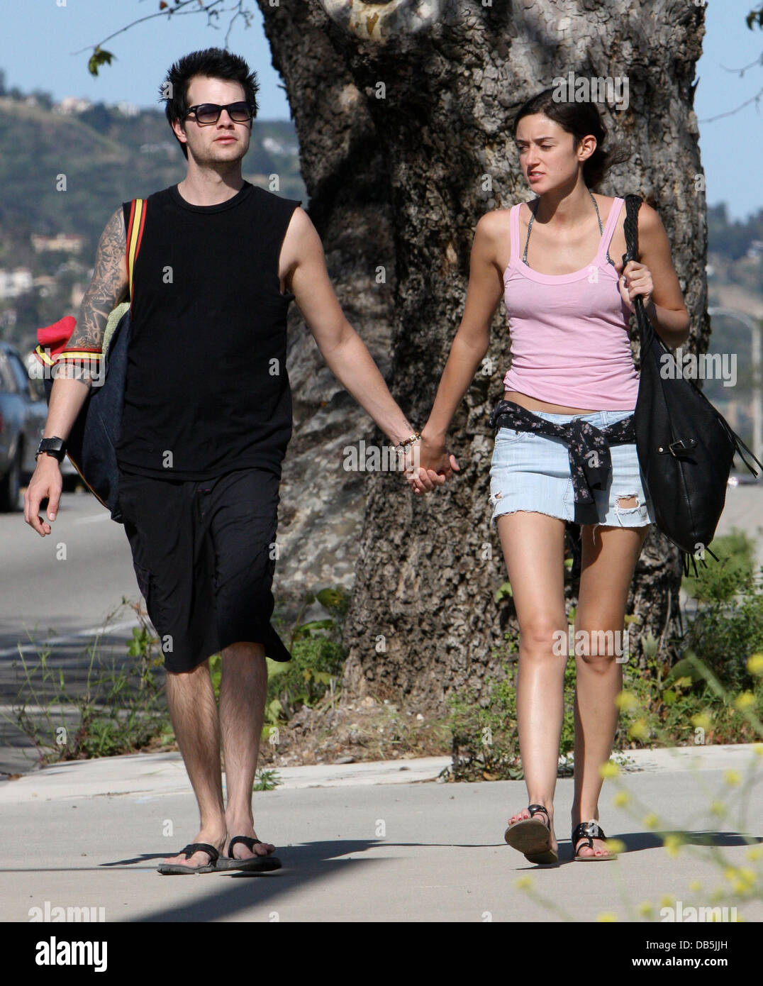 American actress Caroline D'Amore   walking with her boyfriend in Malibu  Los Angeles, California - 30.04.11 Stock Photo