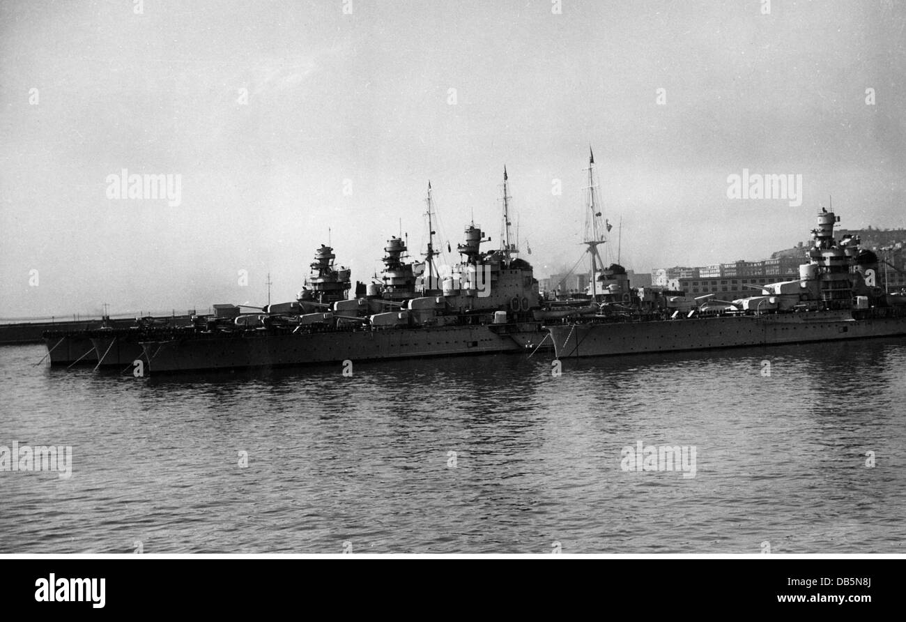 military, Italy, navy, Italian warships at the harbour of Naples, circa 1937, Additional-Rights-Clearences-Not Available Stock Photo