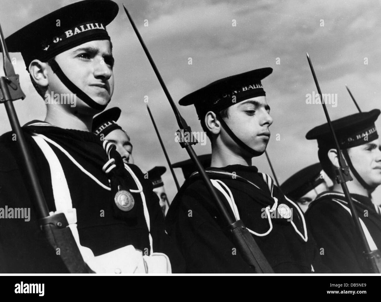 Italy, politics, fascism, members of the Italian Fascist youth organization Opera Nazionale Balilla, Naples, 1937, Additional-Rights-Clearences-Not Available Stock Photo