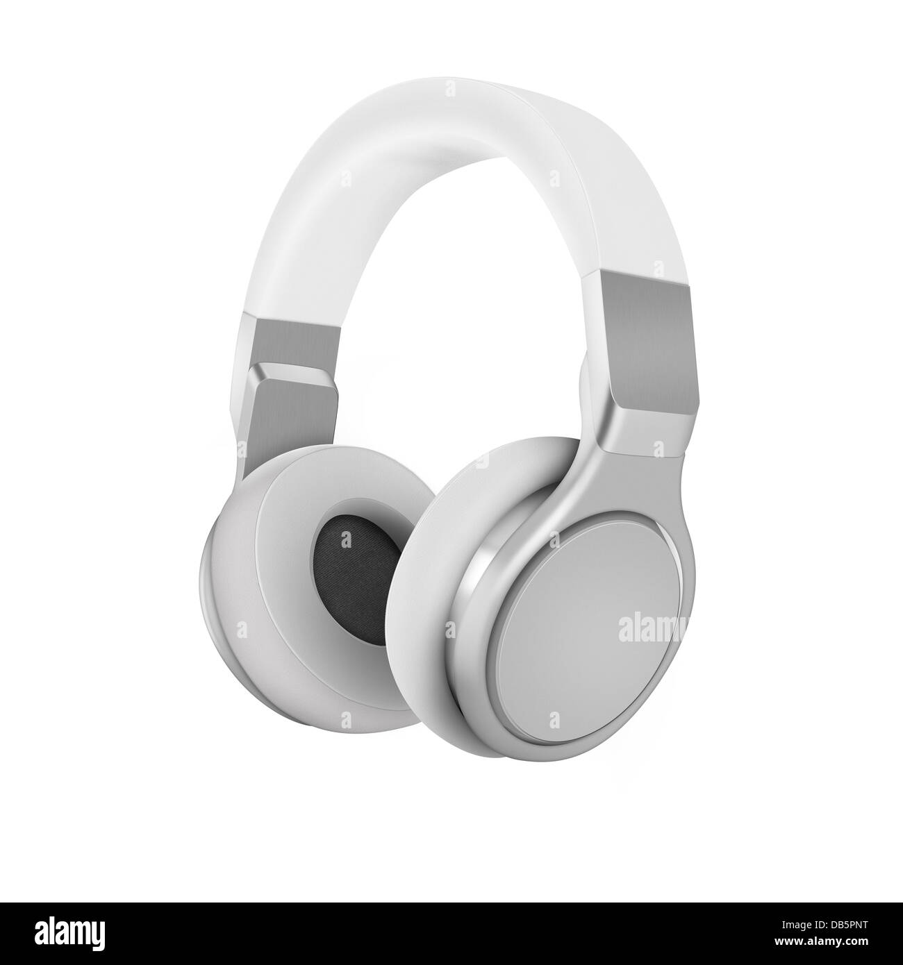 Modern, professional music headphones with padded speakers isloated on a white background with clipping path. Stock Photo