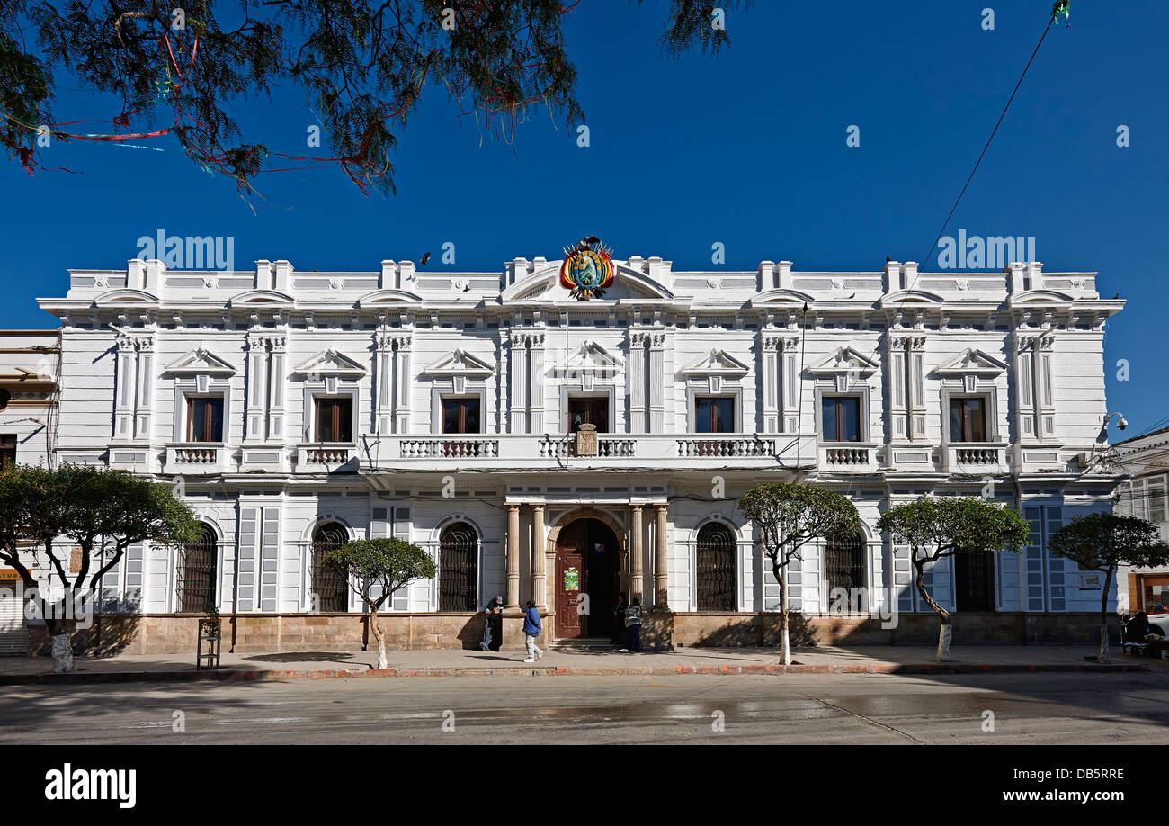 Alcaldia Municipal de Sucre, colonial buildings at Plaza de 25th Mayo, Sucre, Bolivia, South America Stock Photo
