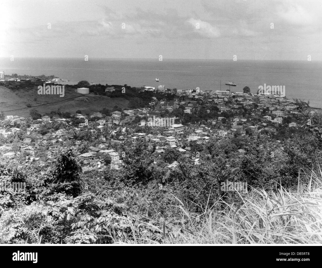 geography / travel, Sierra Leone, Freetown, city views / cityscapes, view of the city from Mont Oriol Hill, circa 1960, Additional-Rights-Clearences-Not Available Stock Photo