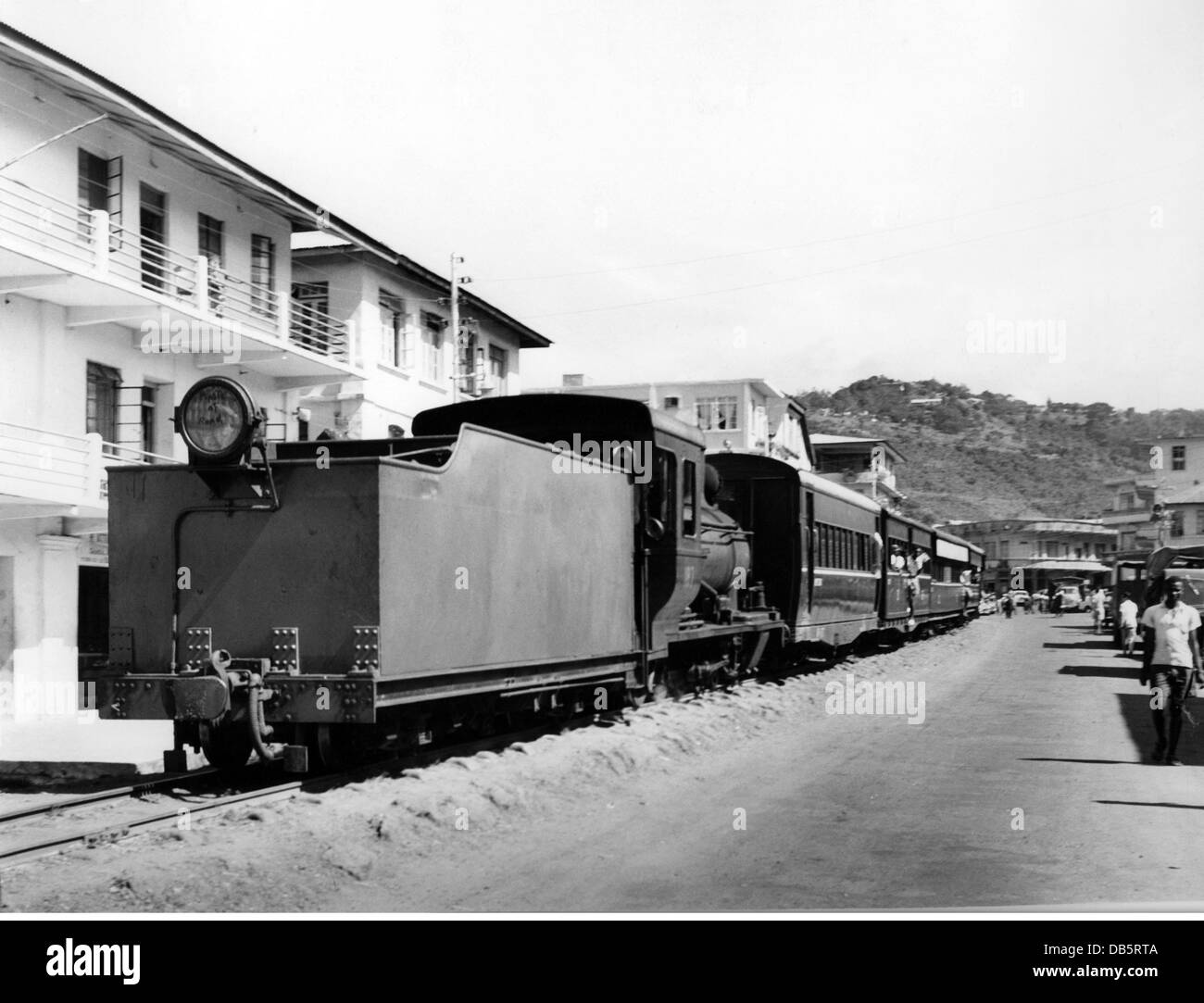 transport / transportation, railway, steam locomotive / trains, train on the railway line in Freetown, Sierra Leone, circa 1950s, Additional-Rights-Clearences-Not Available Stock Photo