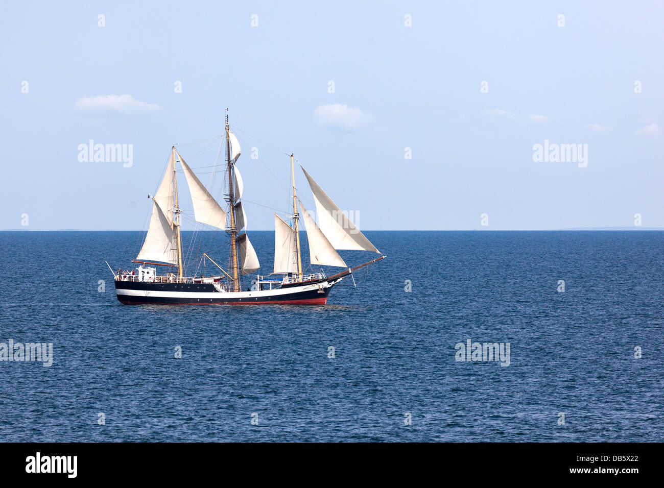 Pelican of London, a sail training ship, sailing into the Baltic sea from the North sea. Stock Photo