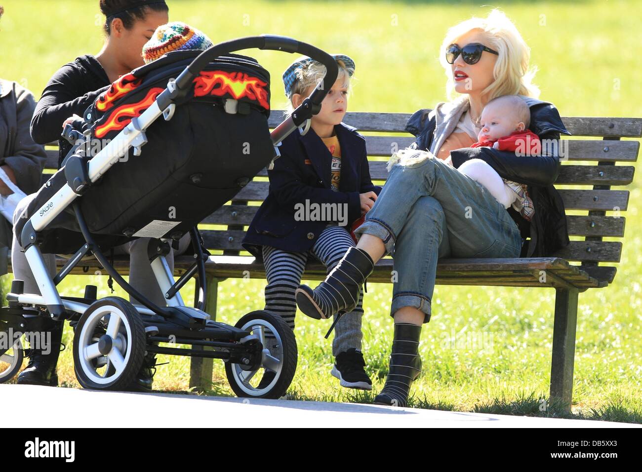 Gwen Stefani carrying a friend's baby, Kingston Gwen Stefani out and