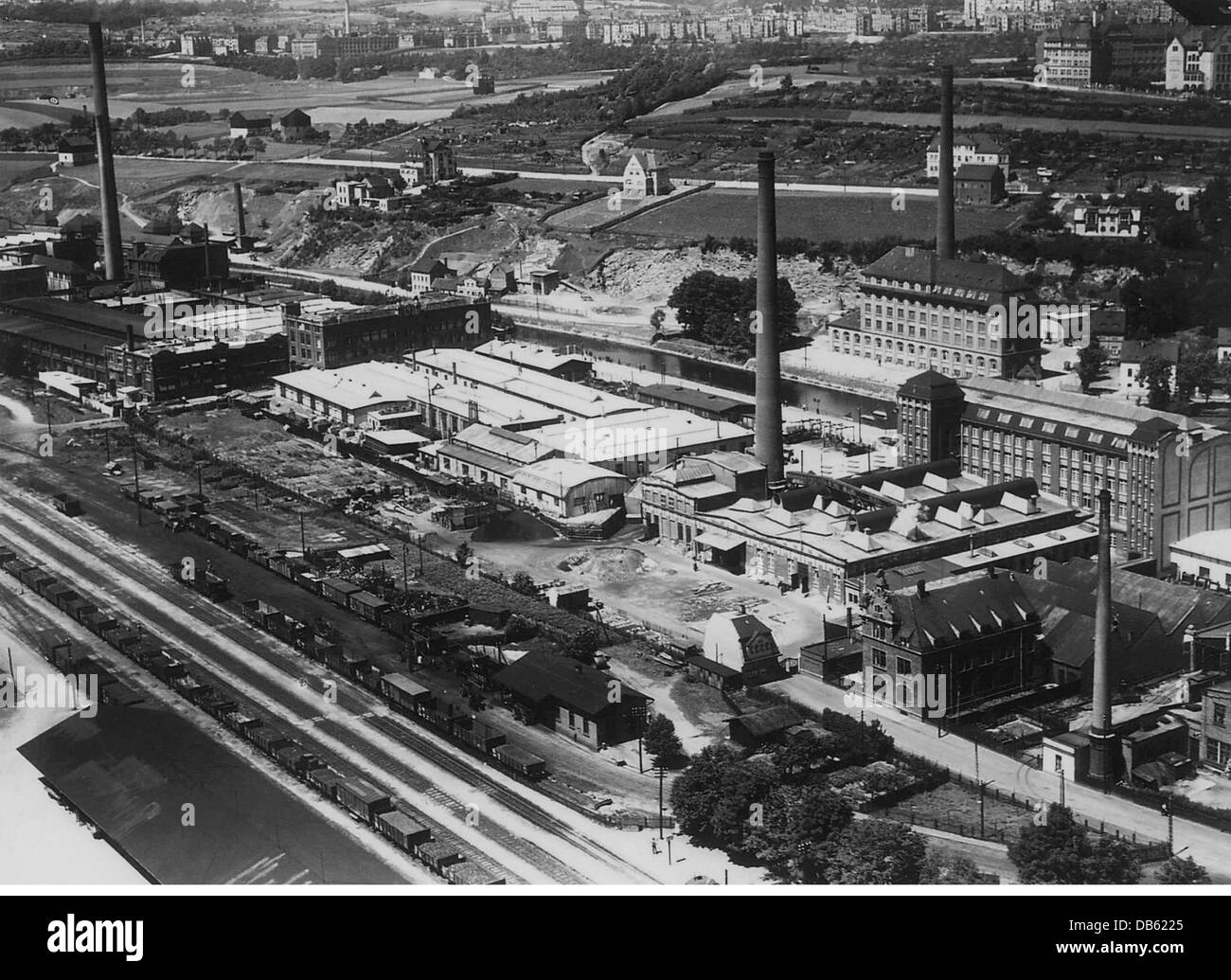 industry, mechanical engineering, factories, Vogtlaendische Maschinenfabrik AG (VOMAG), Plauen, Saxony, exterior view, circa 1939, Additional-Rights-Clearences-Not Available Stock Photo