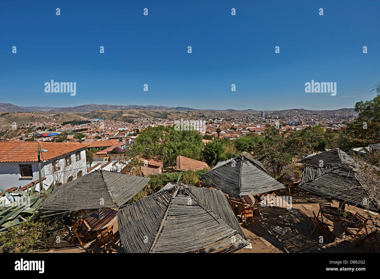 view from Plaza Pedro de Anzares, la Recoleta, onto Sucre, Bolivia, South America Stock Photo