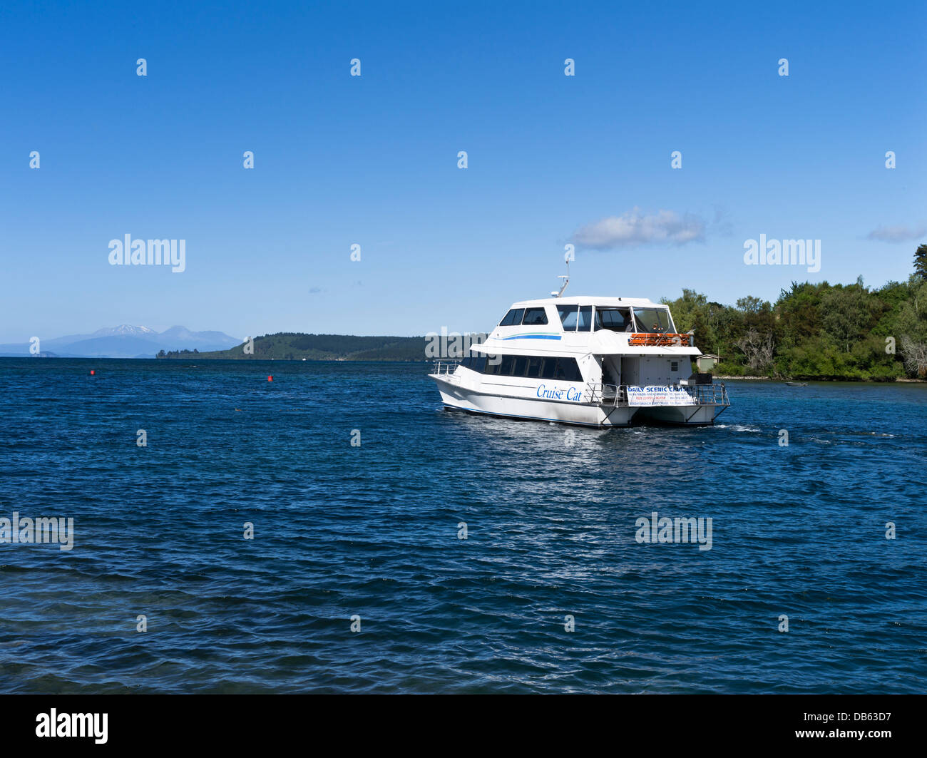 dh Lake Taupo TAUPO NEW ZEALAND Cruise Cat catamaran tourist trips Lake Taupo cruising trip Stock Photo