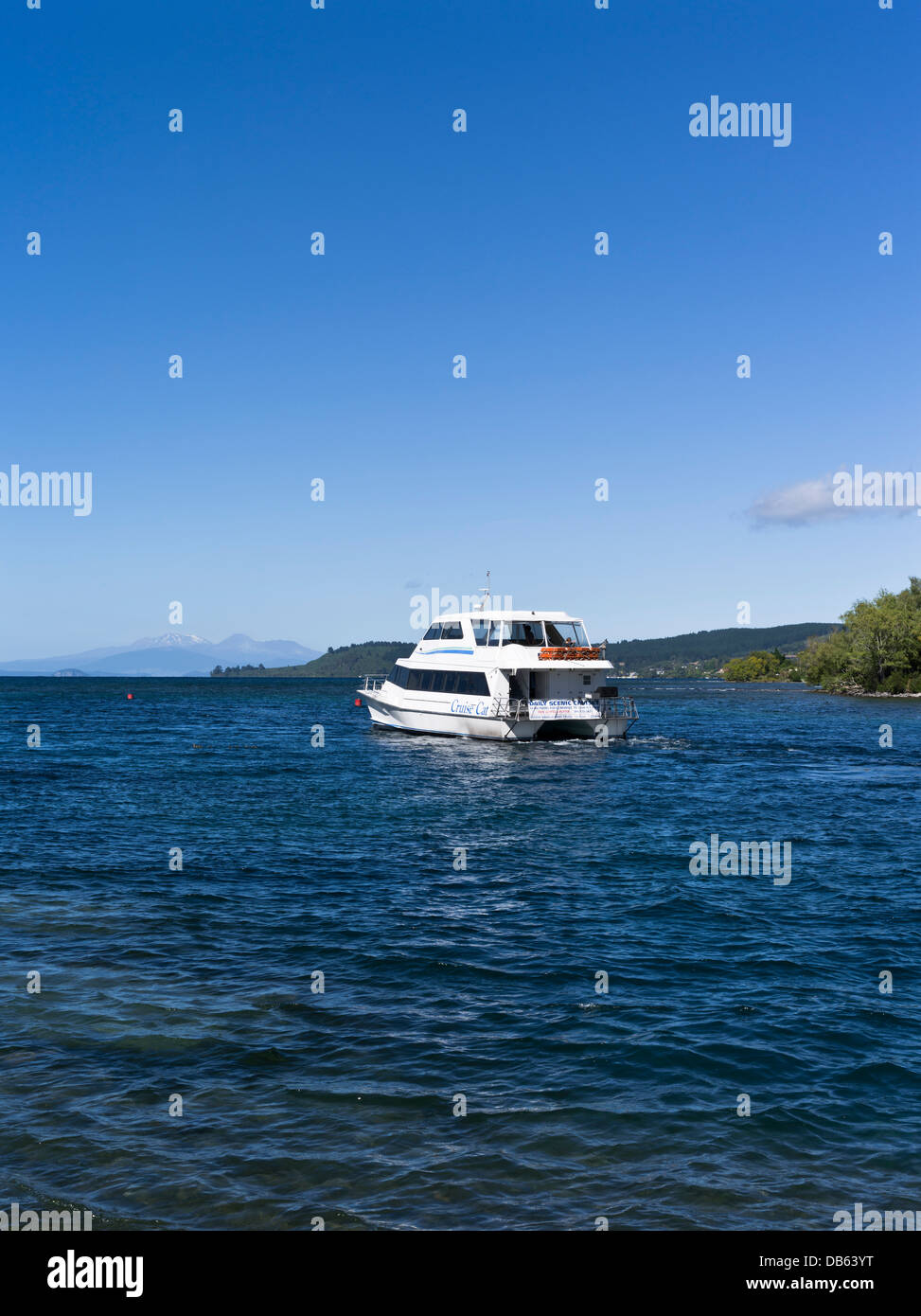 dh Lake Taupo TAUPO NEW ZEALAND Cruise Cat catamaran tourist trips Lake Taupo cruising trip Stock Photo