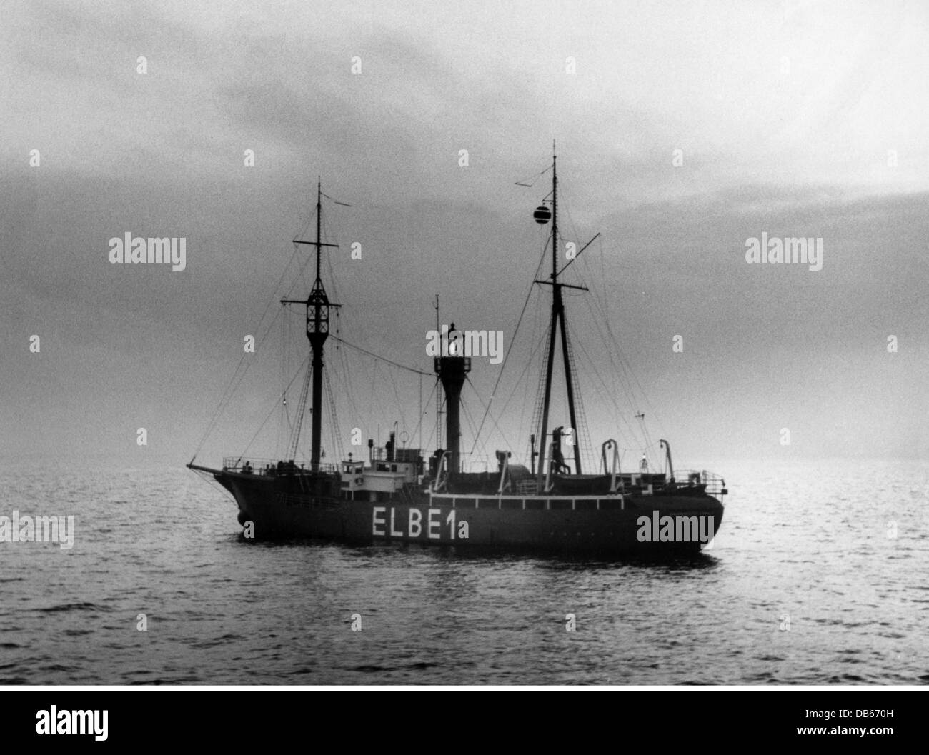 transport / transportation, navigation, lightvessel, FS Buergermeister O'Swald II on position Elbe 1, Elbe estuary near Cuxhaven, 1968, Additional-Rights-Clearences-Not Available Stock Photo