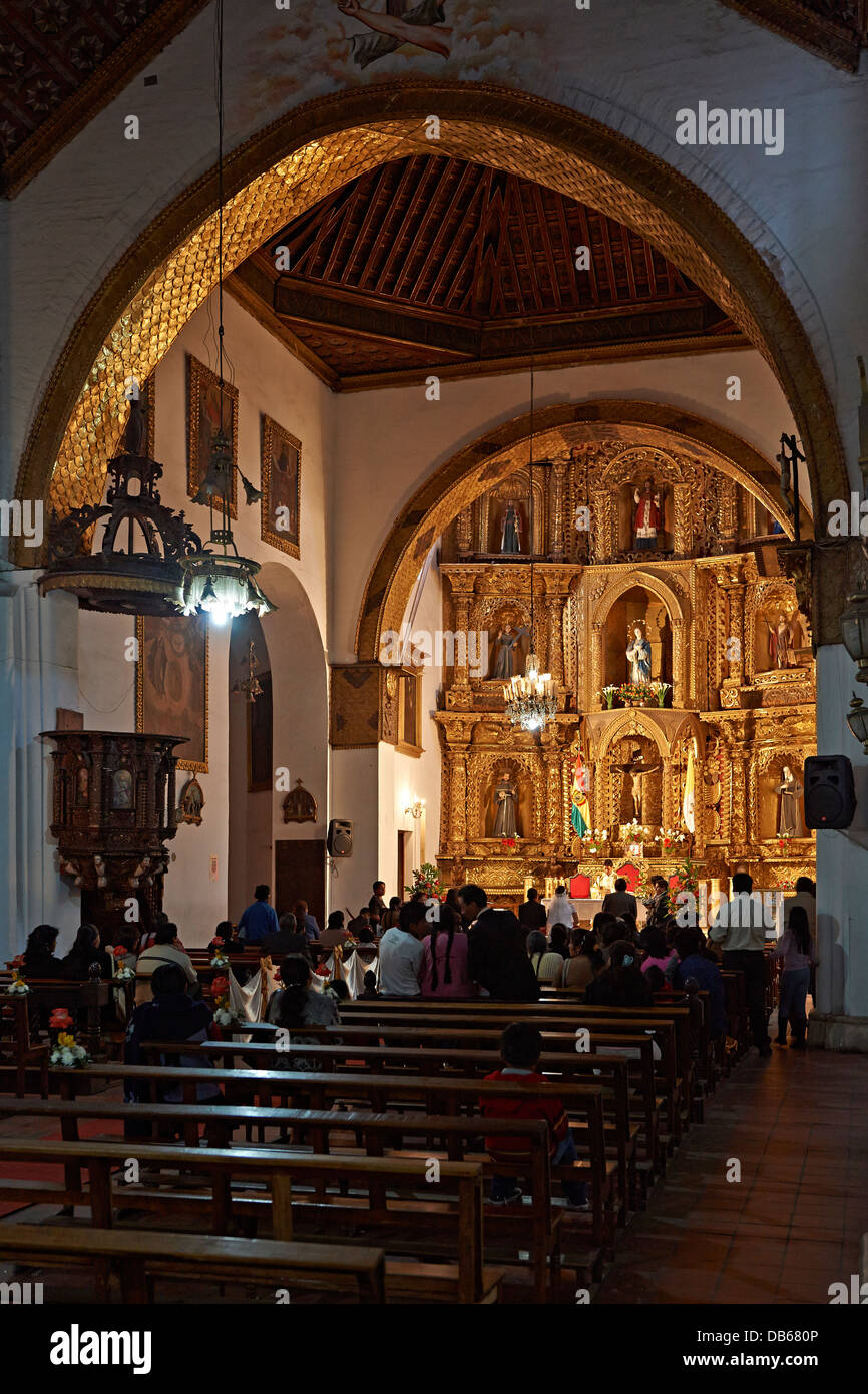 interior shot church of San Francisco, colonial buildings, Sucre, Bolivia, South America Stock Photo
