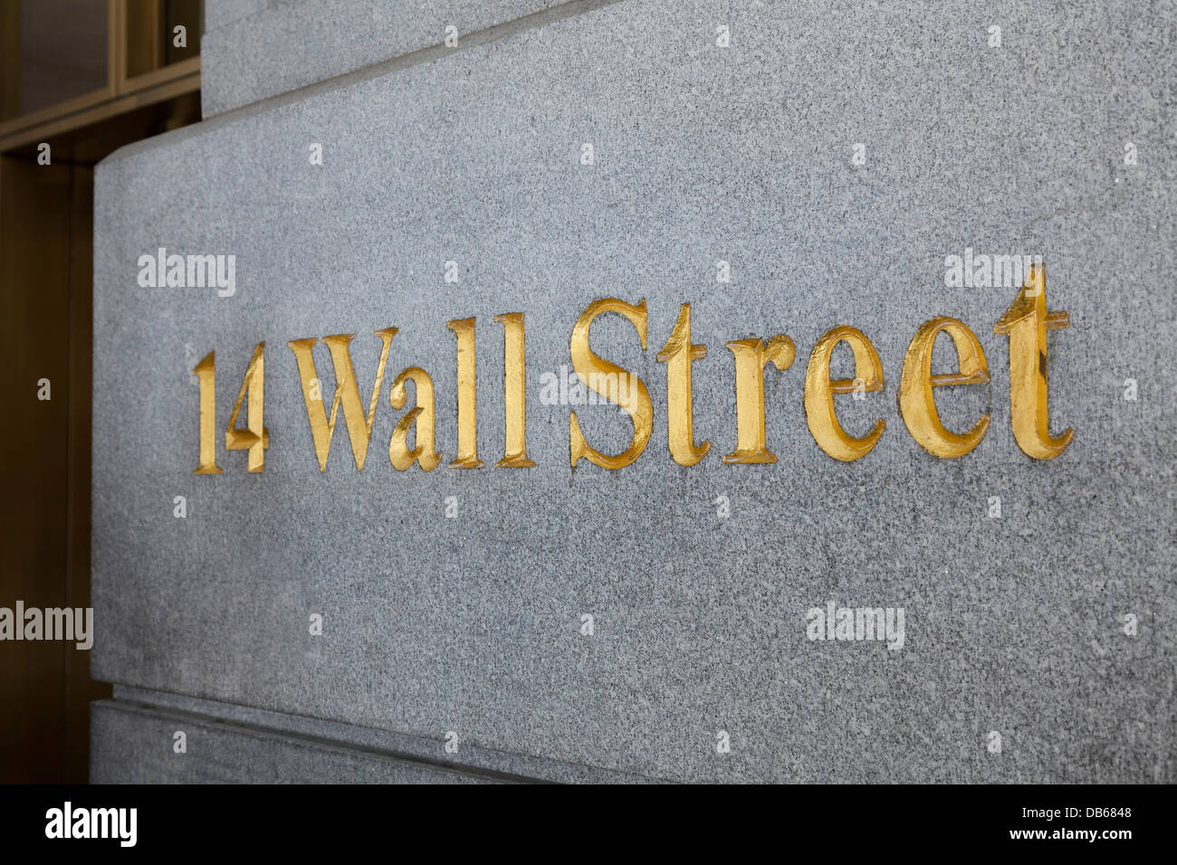 Golden sign of Wall Street 14,New York city Stock Photo