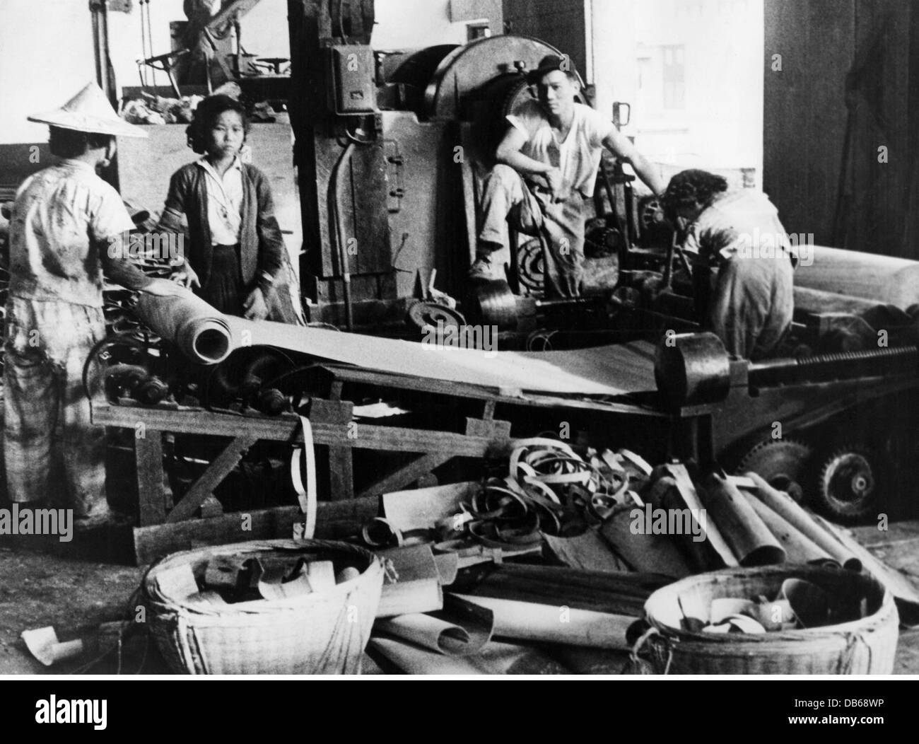 geography / travel, China, industry, timber industry, production of plywood, Taiwan, 1957, Additional-Rights-Clearences-Not Available Stock Photo