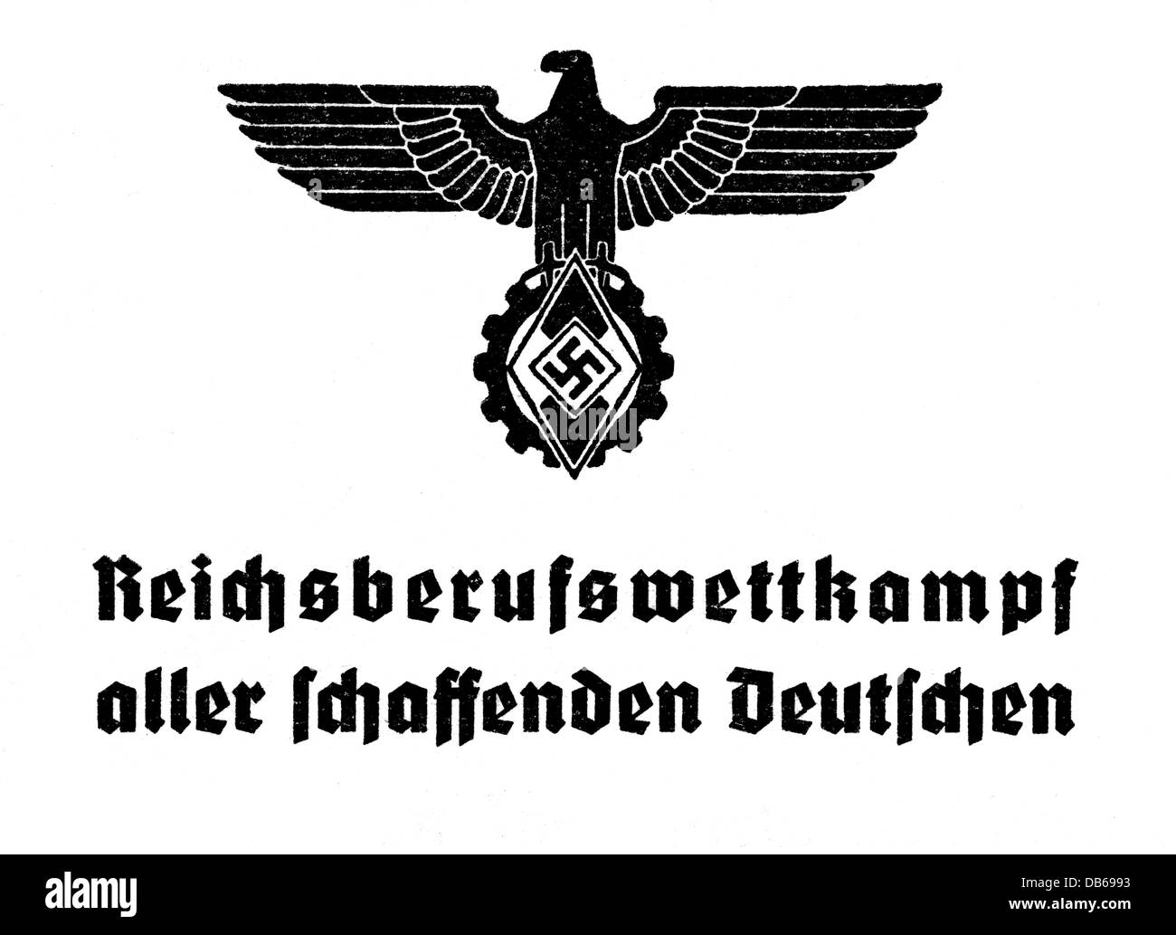National Socialism, organisations, Hitler Youth (Hitlerjugend, HJ), National Vocational Competition (Reichsberufswettkampf), emblem, late 1930s, Additional-Rights-Clearences-Not Available Stock Photo
