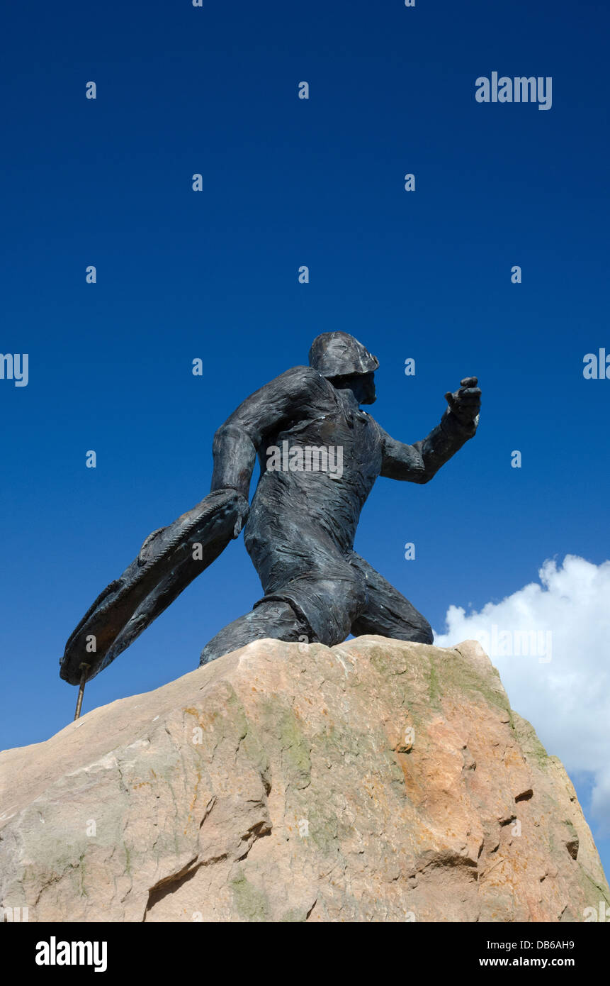 the rescue RNLI statue seahouses harbour northumberland Stock Photo Alamy