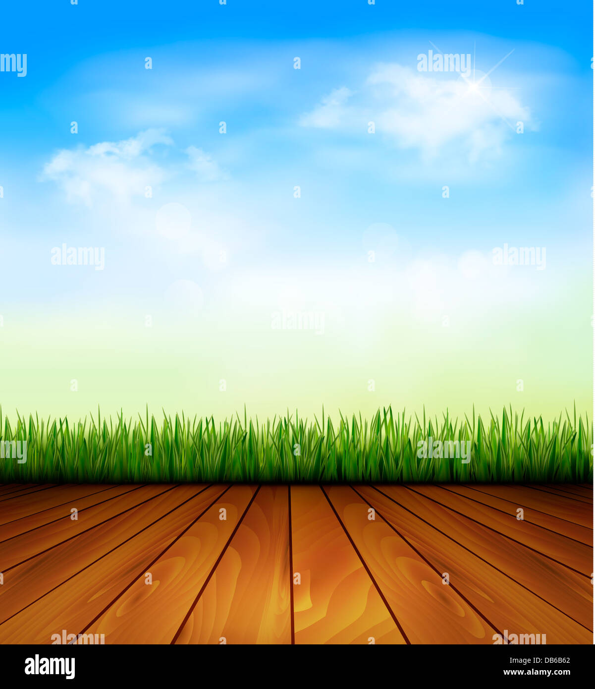Background with wood and grass. Vector Stock Photo - Alamy