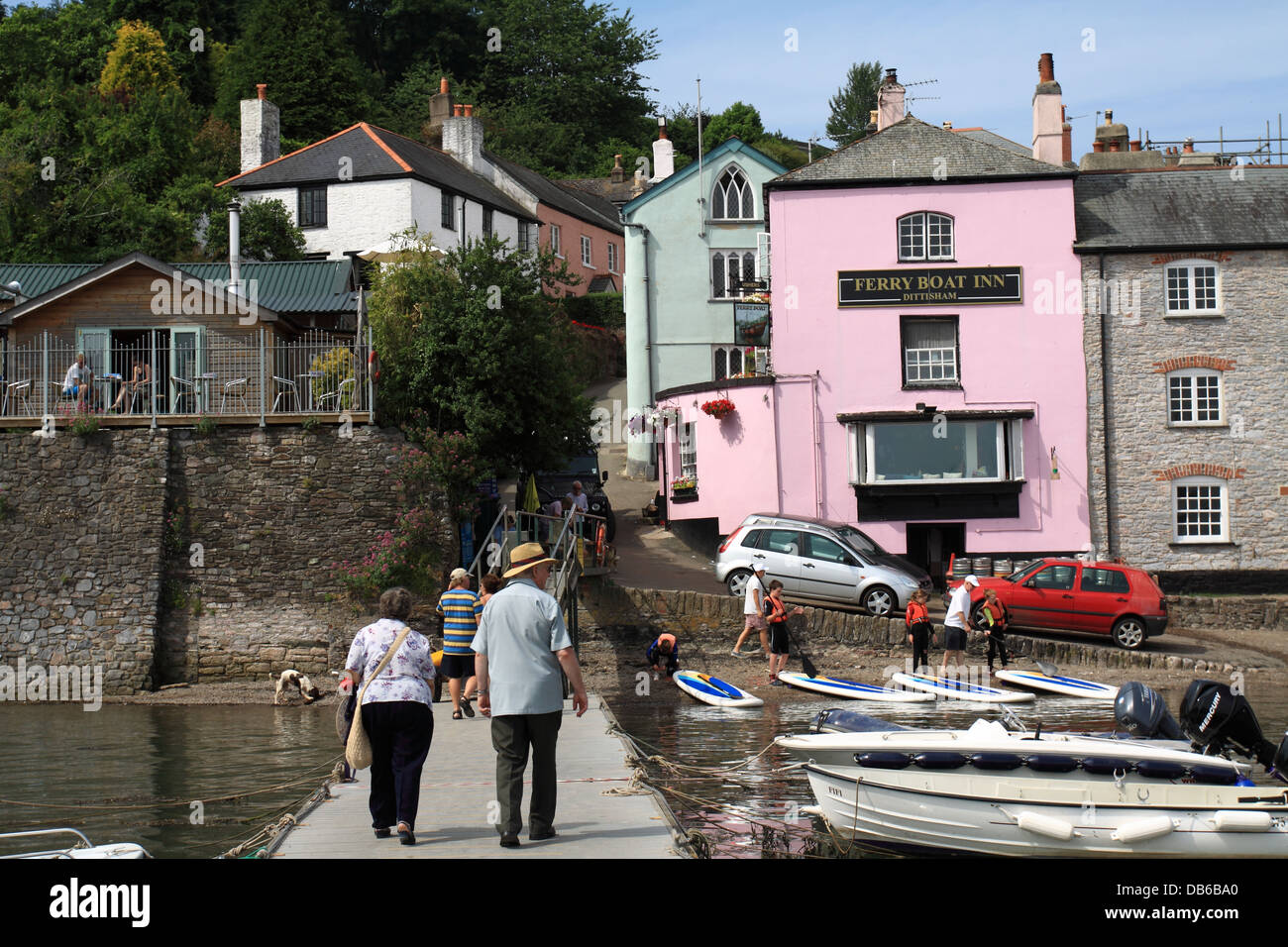 Boat jetty at the village of Dittisham on the River Dart in Devon