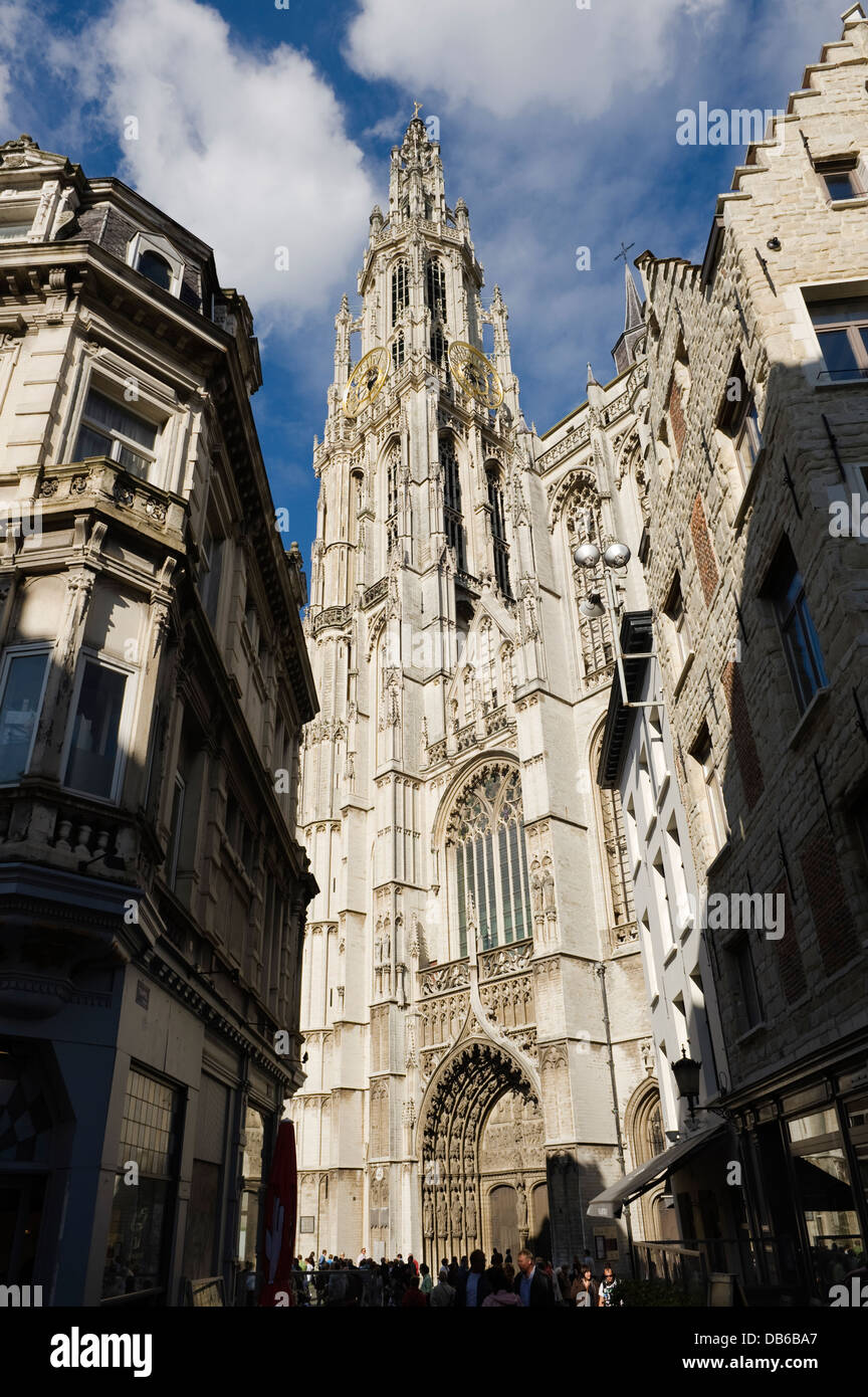 Ornate church exterior, Antwerp Stock Photo