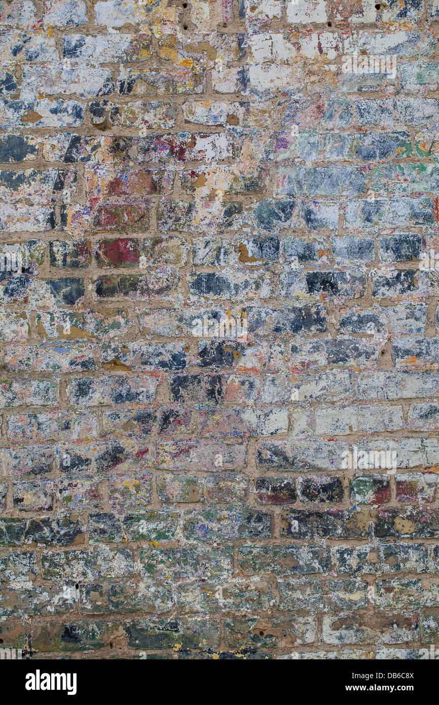 Faded Grunge Painted Brick Wall Stock Photo