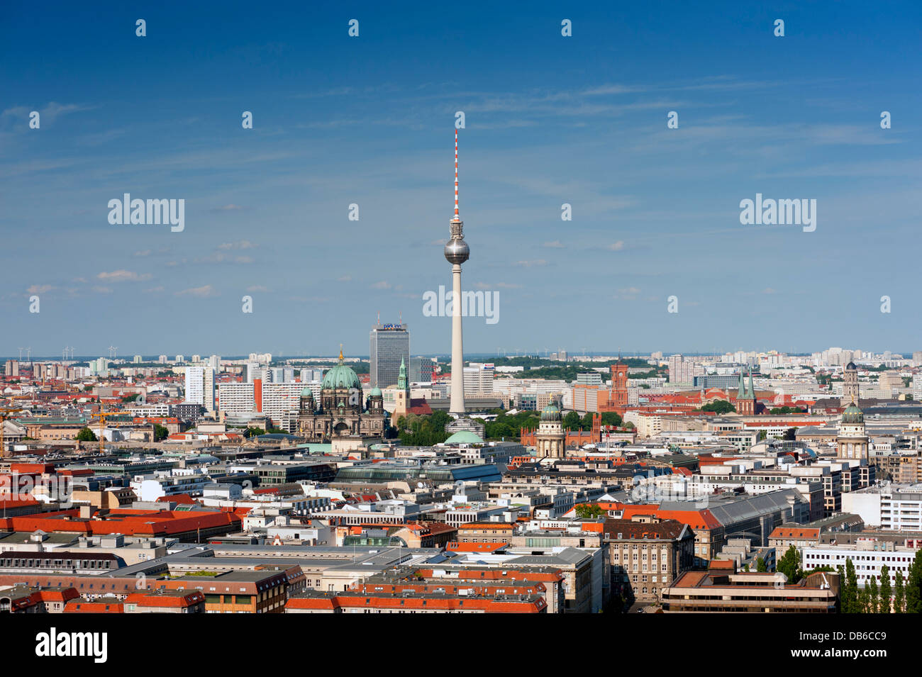 Skyline with Television Tower of Fernsehturm in Berlin Germany Stock Photo